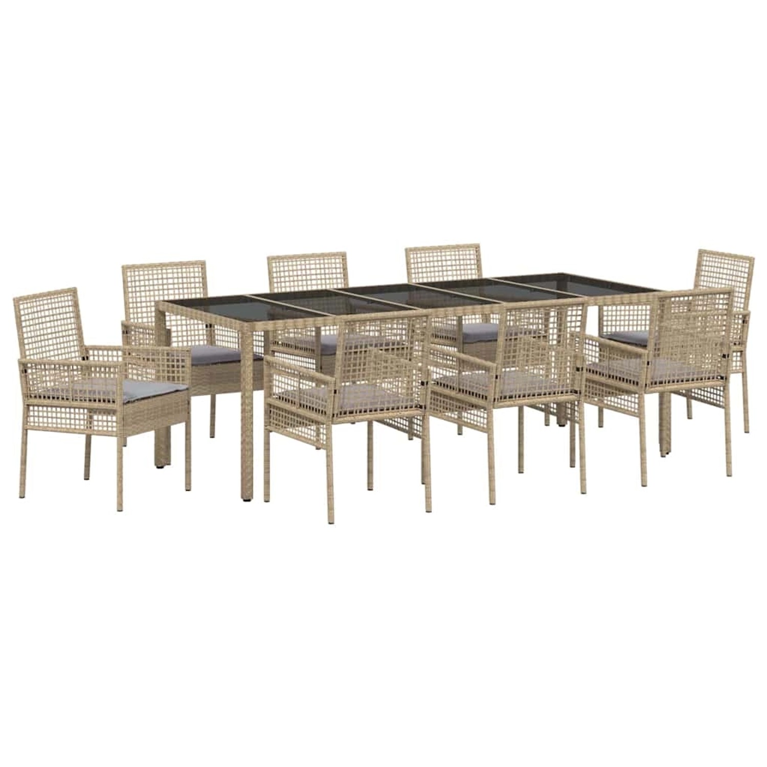 vidaXL Garten Essgruppe 9-Tlg Beige Poly Rattan 3334885 günstig online kaufen