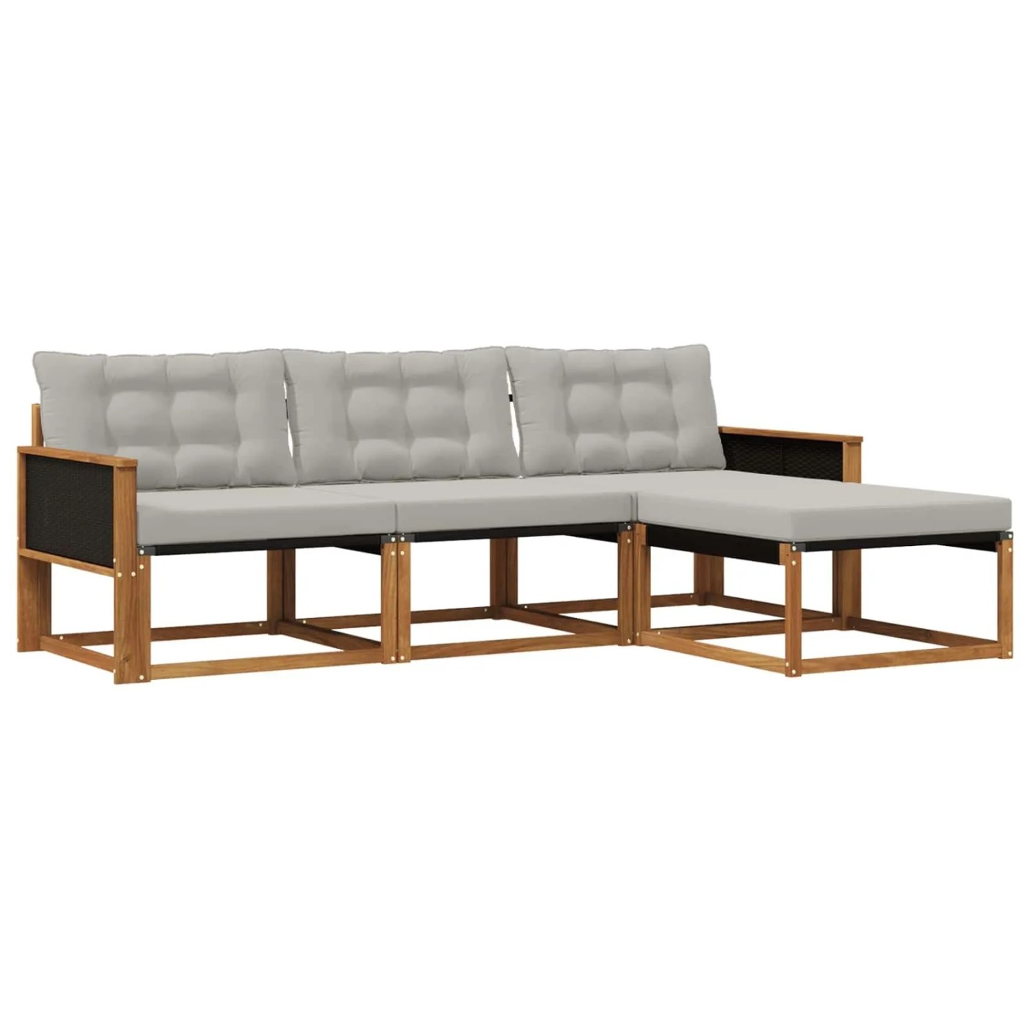vidaXL Outdoor-Sofagarnitur mit Kissen 4 Stk Natur und Hellgrau 3381335