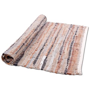 Bestlivings Leder Flickenteppich, 70x180 cm, braun, gerollt. Moderner Teppich für Wohnräume.