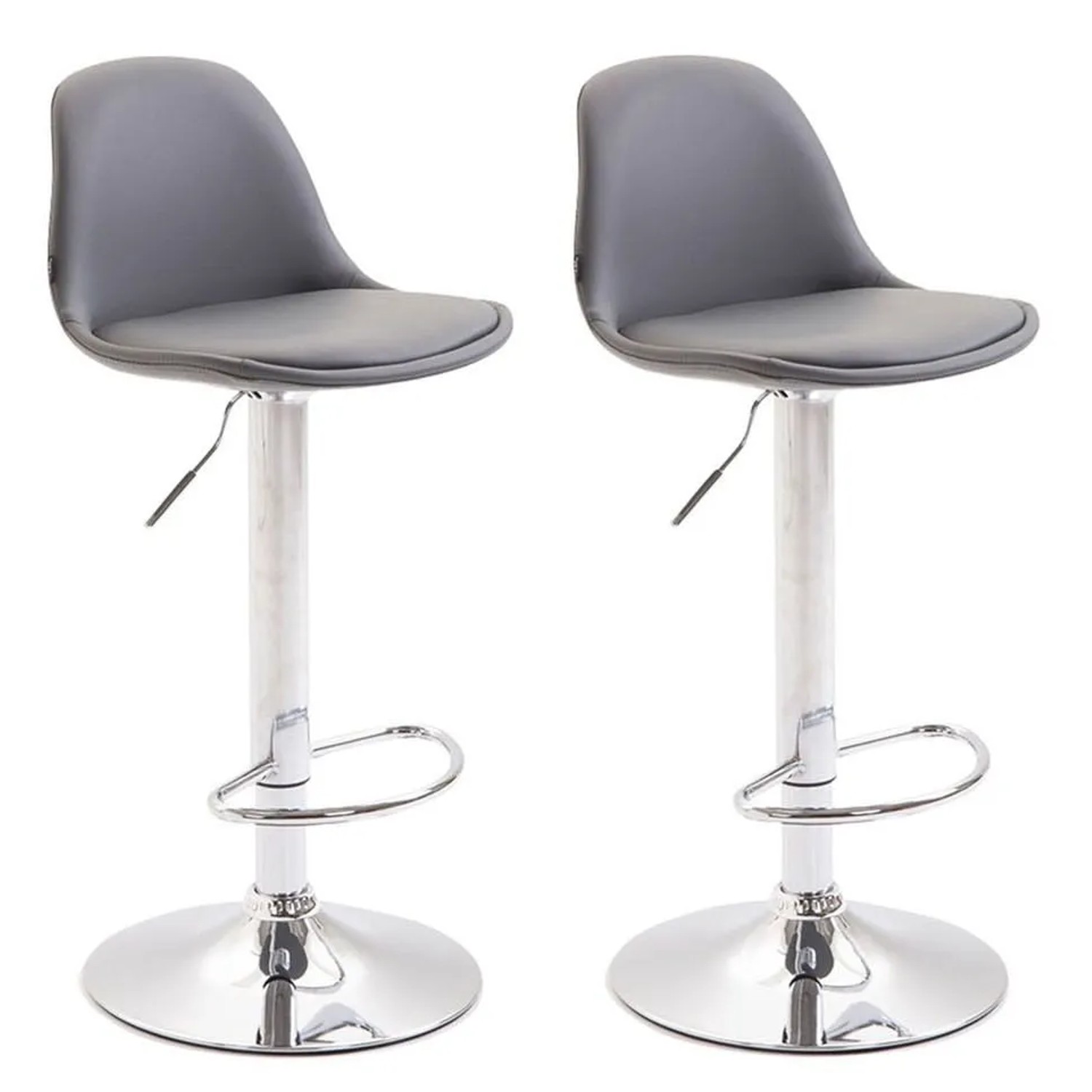 DELUKE 2er Set Barhocker LUNOR Kunstleder Grau 39x39x82cm Silber Barstuhl Mit Lehne Tresenhocker Tresenstuhl