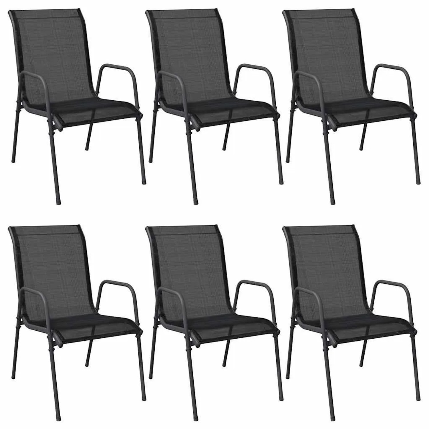Furnicato 6er Set Gartenstühle Aus Stahl Und Textilene 51x66x88 Cm Schwarz Und Anthrazit