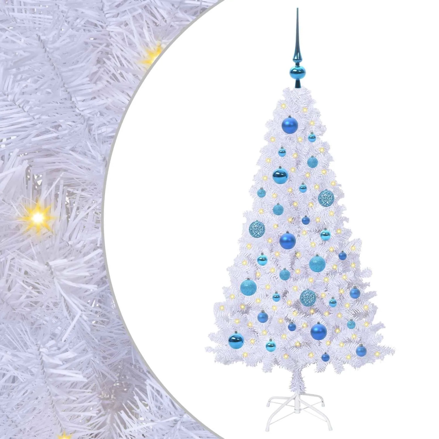 vidaXL Künstlicher Weihnachtsbaum Weiß 120 cm PVC und Stahl 3426756