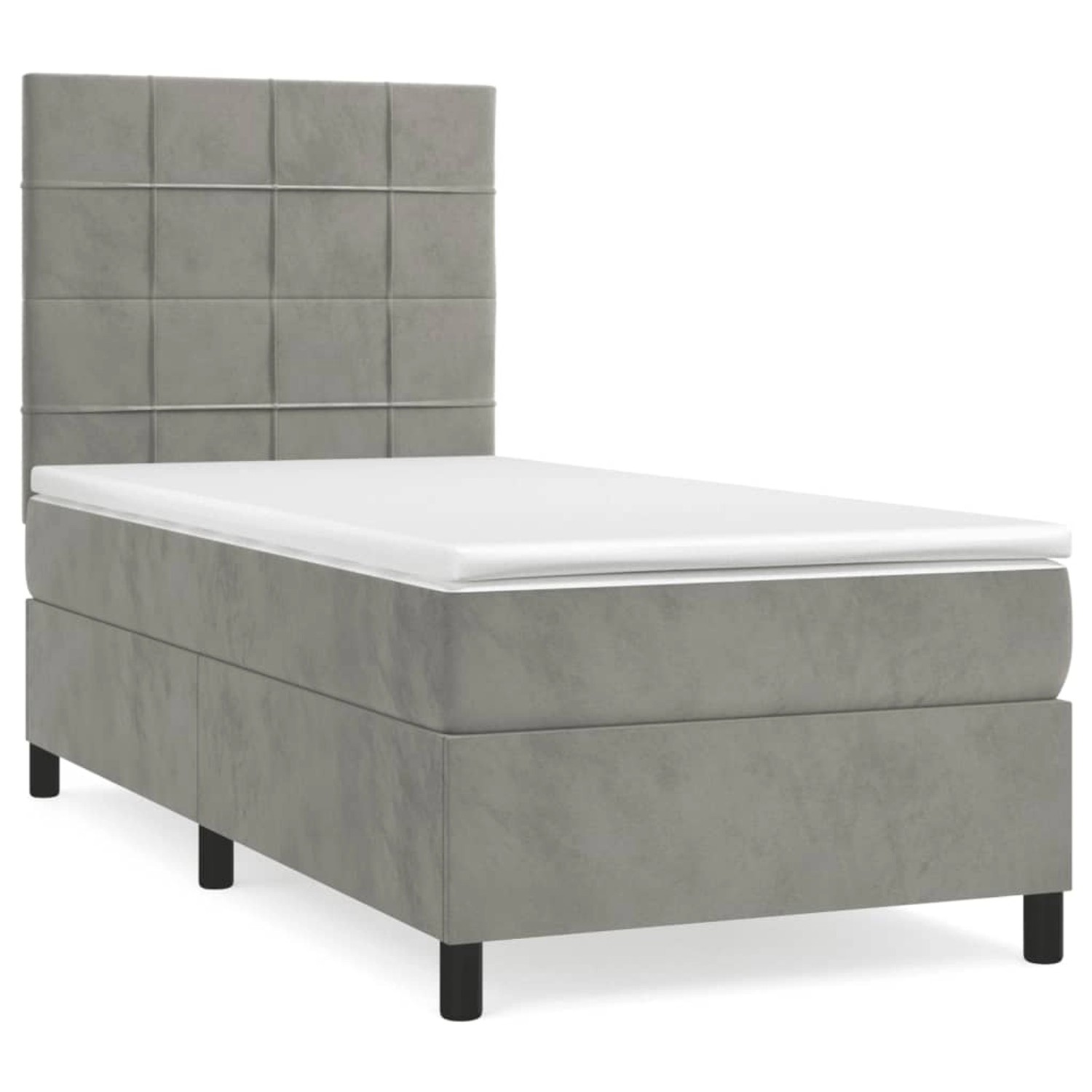 vidaXL Boxspringbett mit Matratze Hellgrau 90x200 cm Samt 3143001 günstig online kaufen