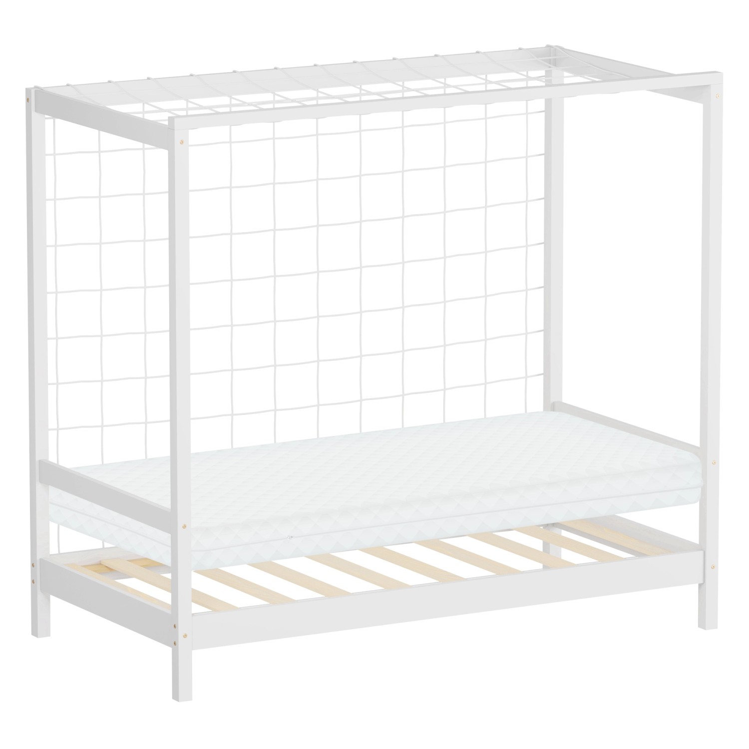 ML-Design Kinderbett Fußballtor 80x160 cm mit Matratze Weiß Holz günstig online kaufen