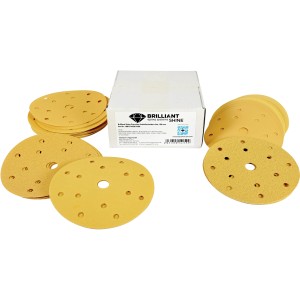 Brilliant Shine Schleifscheiben Set, 44 gelbe Schleifscheiben für Epoxidharz Ø 15cm, Zubehör für Trockenbauschleifer.