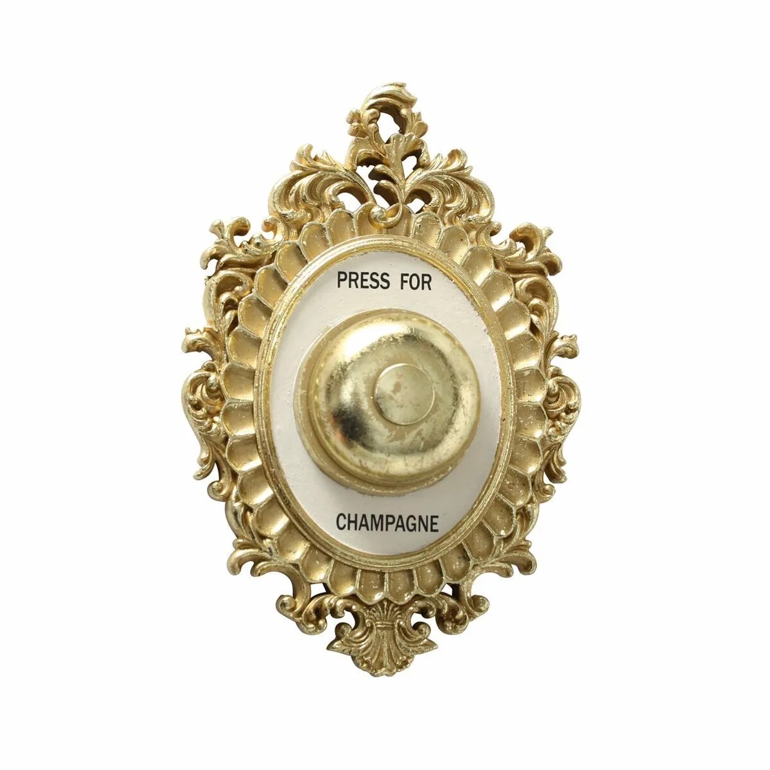 Boltze Deko-Wandobjekt Champagner Klingel Oval 23 cm x 14 cm Cremeweiß-Gold