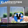 Grauer 24MOVE Pavillon 3x3m mit Klappsystem und UV-Schutz. Einfacher Aufbau per Knopfdruck.