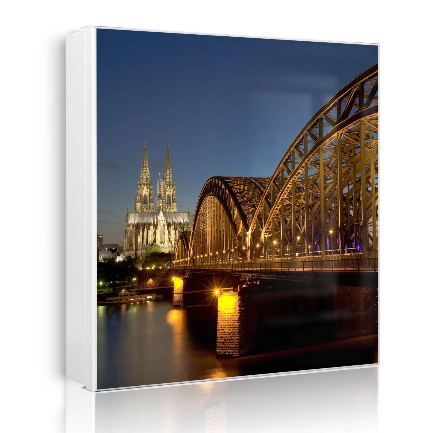 Banjado Großer Schlüsselkasten Metall 30x30cm Weiß Scharnier Links 50 Haken Beschreibbar Magnetisch Motiv Köln
