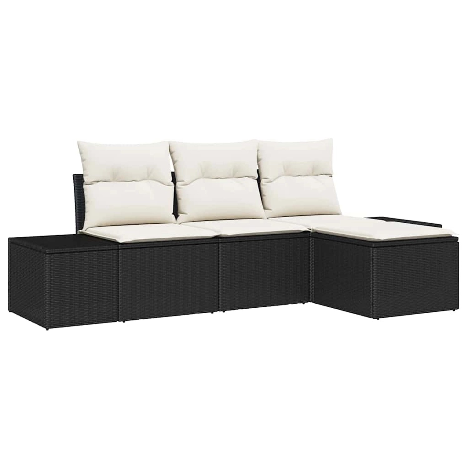 vidaXL Garten-Sofa-Set 4-Tlg Schwarz Poly Rattan 3347007 günstig online kaufen