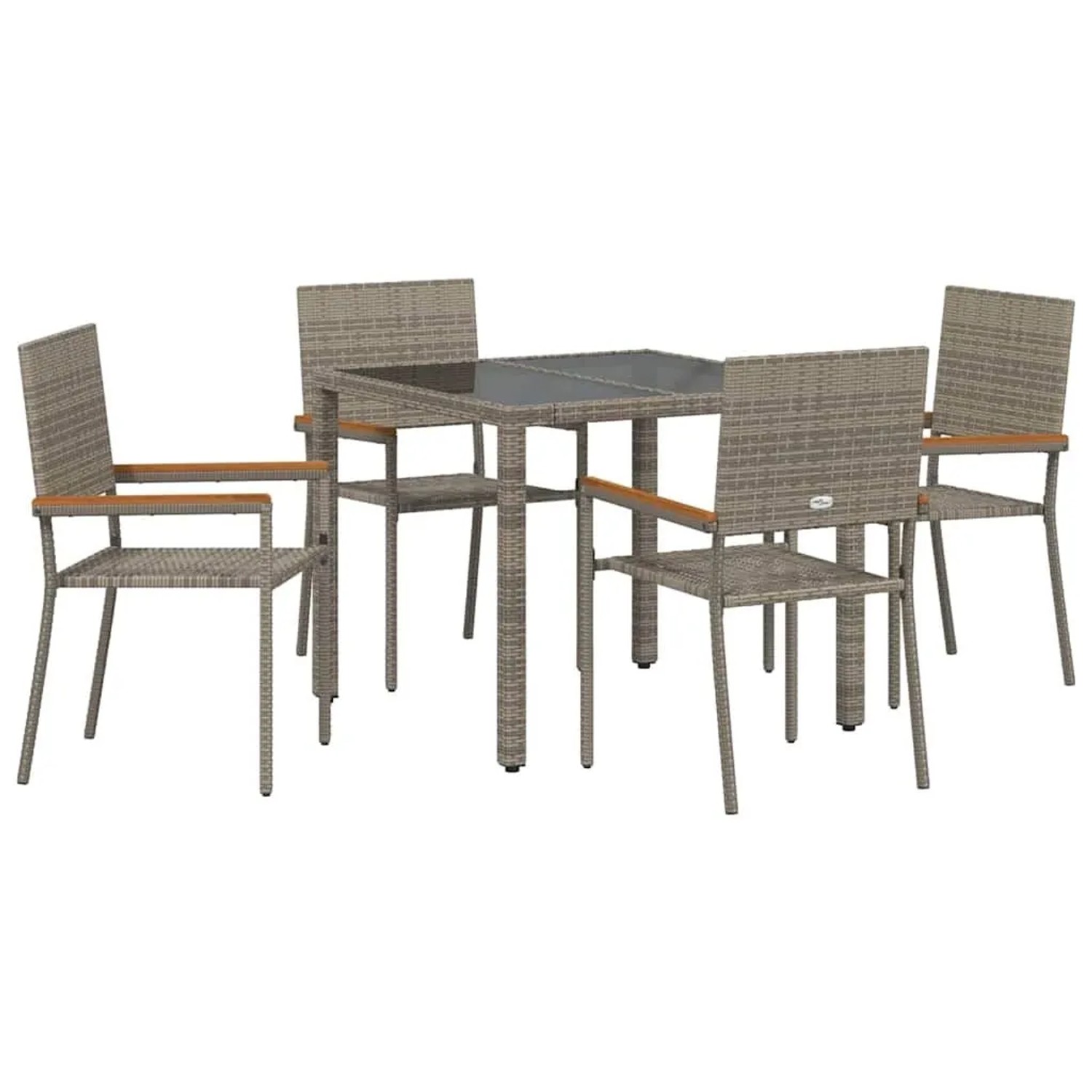 vidaXL Garten Essgruppe 5-Tlg Grau Poly-Rattan 3365388 günstig online kaufen