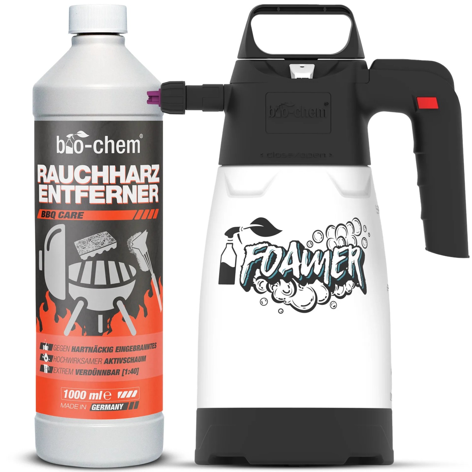 bio-chem Rauchharz-Entferner 1, Grillreiniger Set mit Schaumsprüher