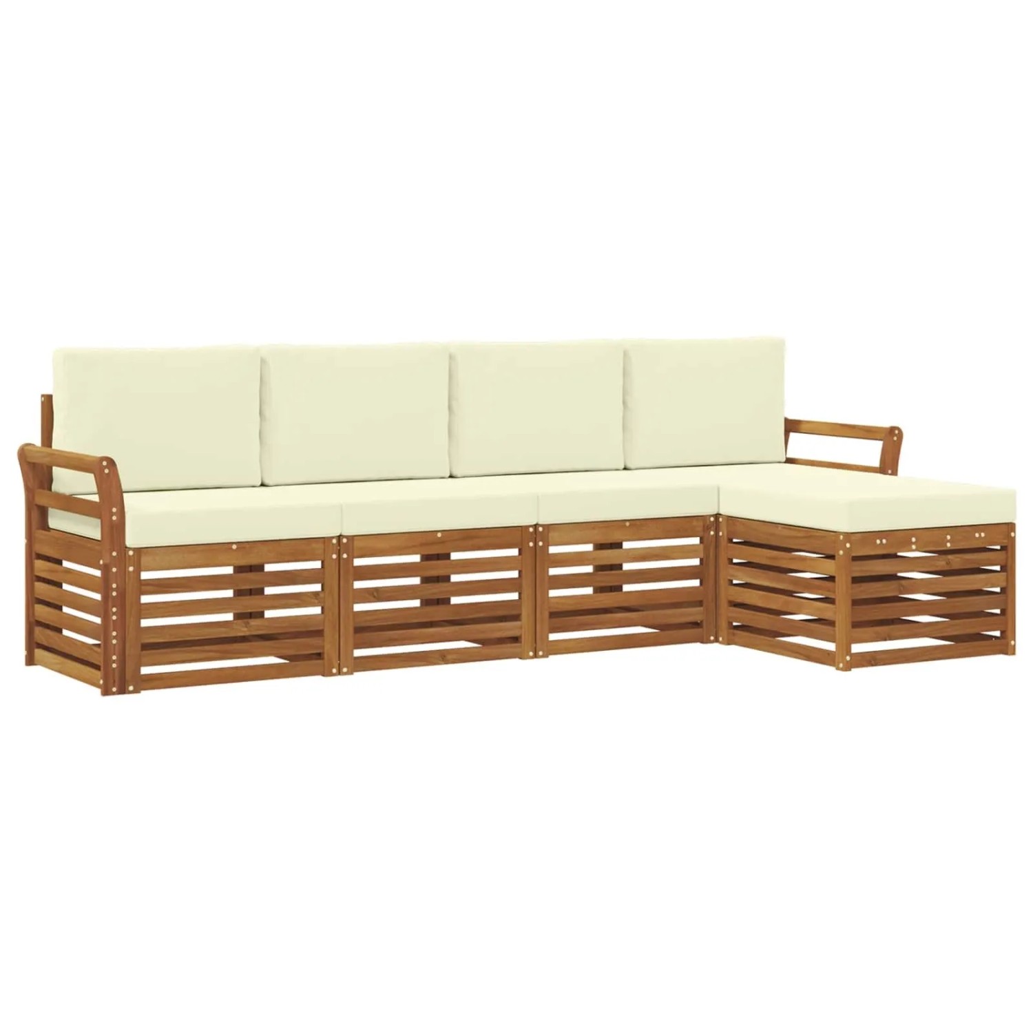 vidaXL Sofagarnituren 5 Tlg Natur und Creme Massivholz Akazie 3374650