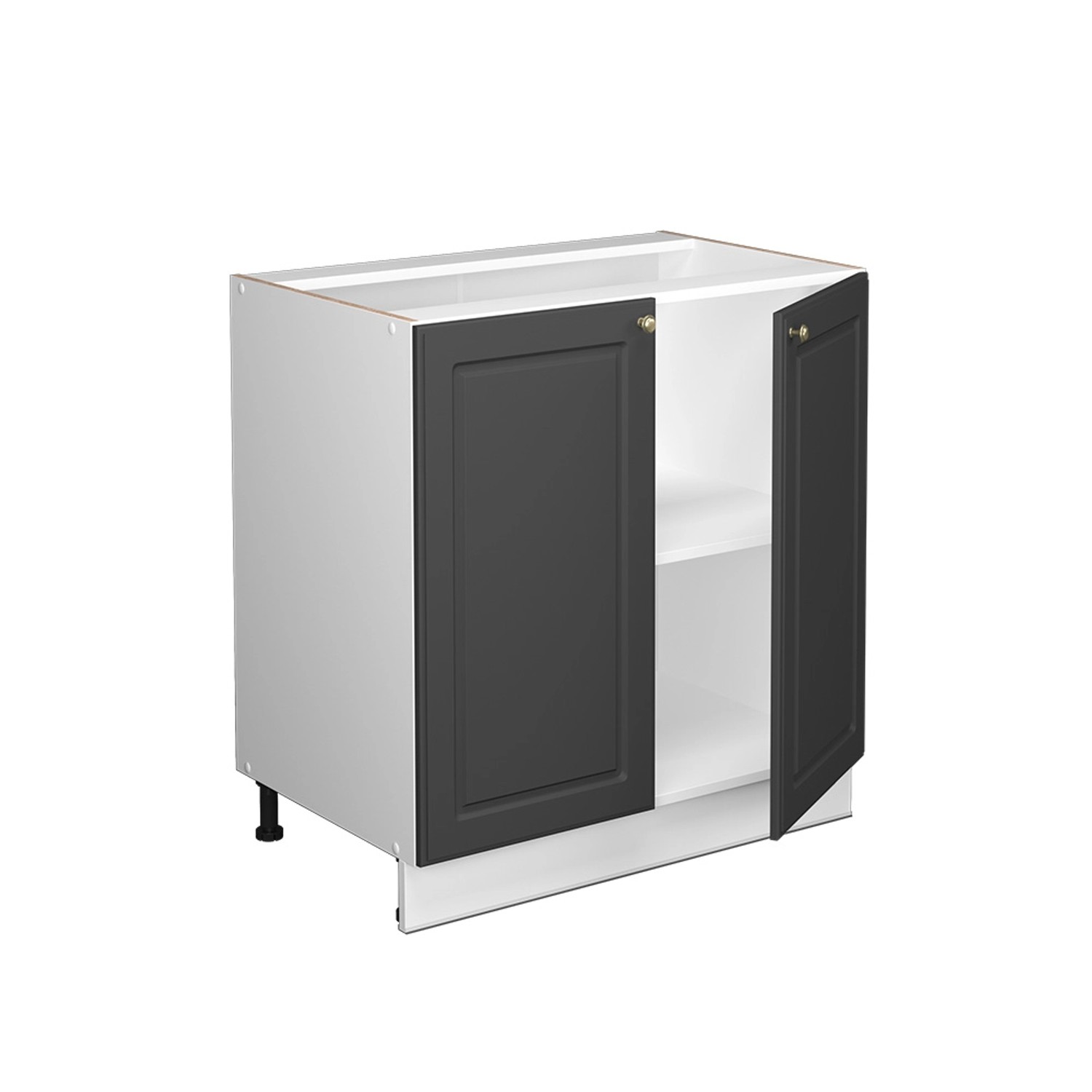 Vicco Spülenunterschrank Fame-Line Anthrazit-Gold/Weiß 80 cm mit Regal AP Marmor