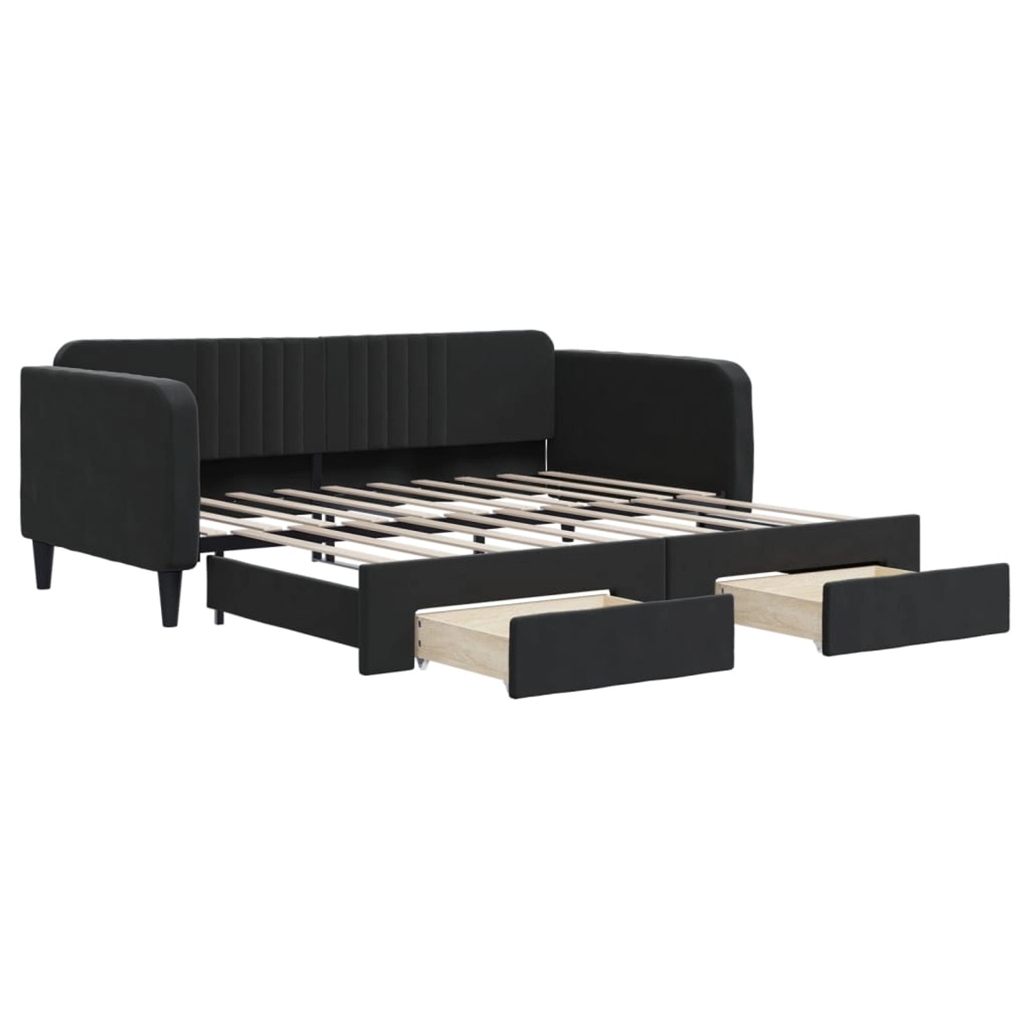 vidaXL Tagesbett Ausziehbar mit Schubladen Schwarz 90x190 cm Samt 3197126 günstig online kaufen