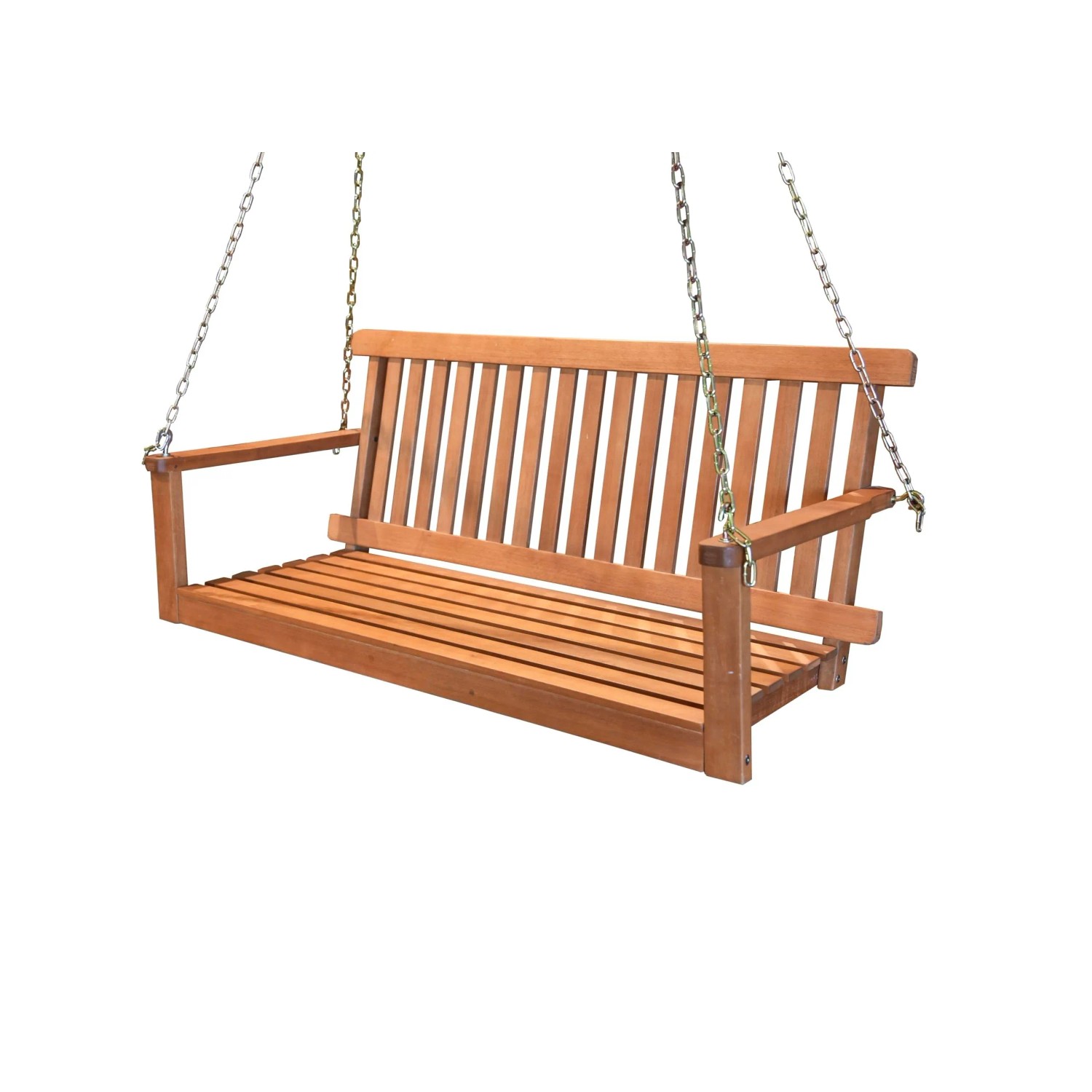 DELUKE Garten-Hängebank TURKU 130cm Breit Eukalyptus Natur Hängebank Garten Wetterfest Sitzbank Outdoor