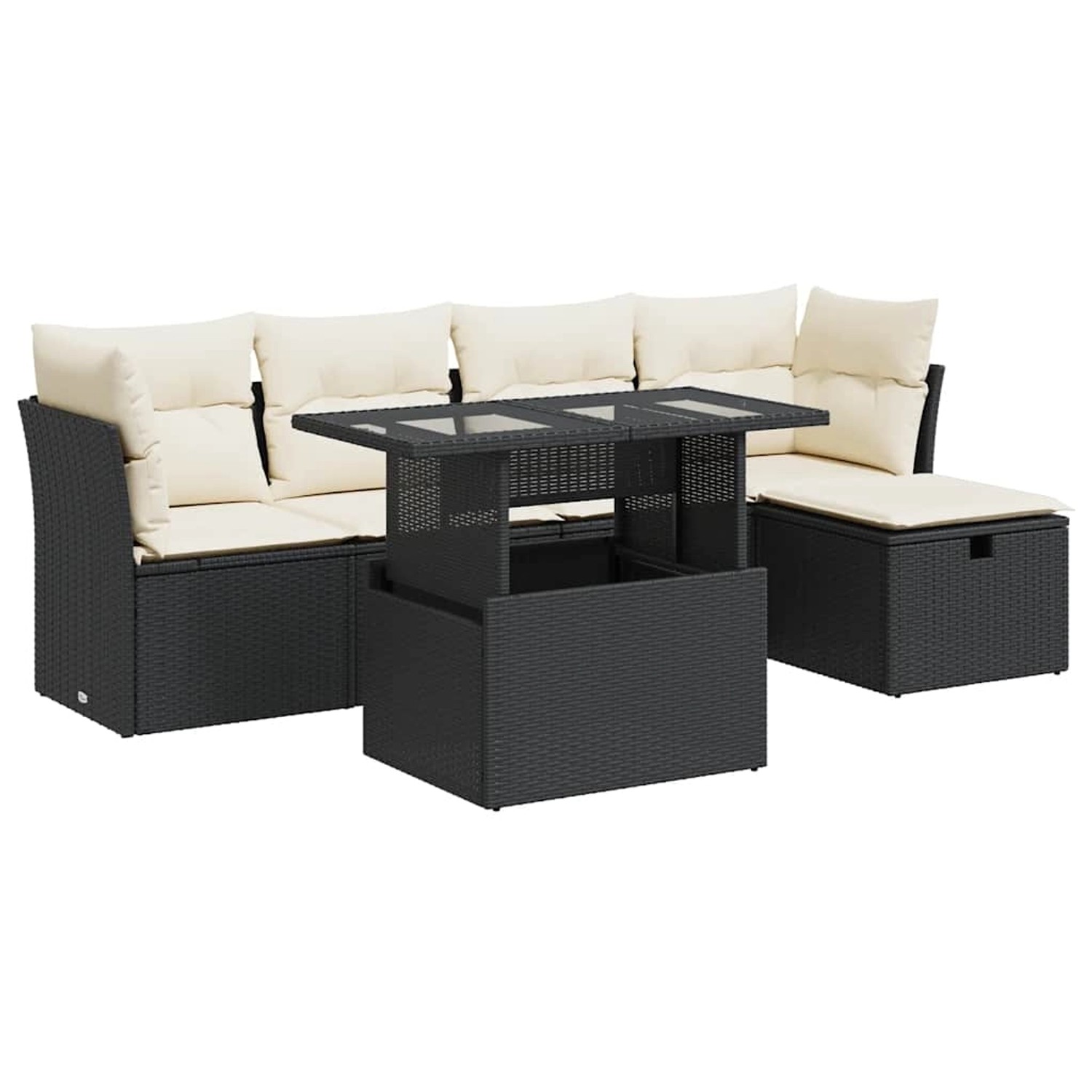 vidaXL 6-Tlg Garten-Sofagarnitur mit Kissen Schwarz Poly Rattan 3326137 günstig online kaufen