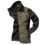 Oliv-schwarze Bullstar Strick-Softshelljacke Worxtar, Größe S, mit Reißverschlusstaschen.