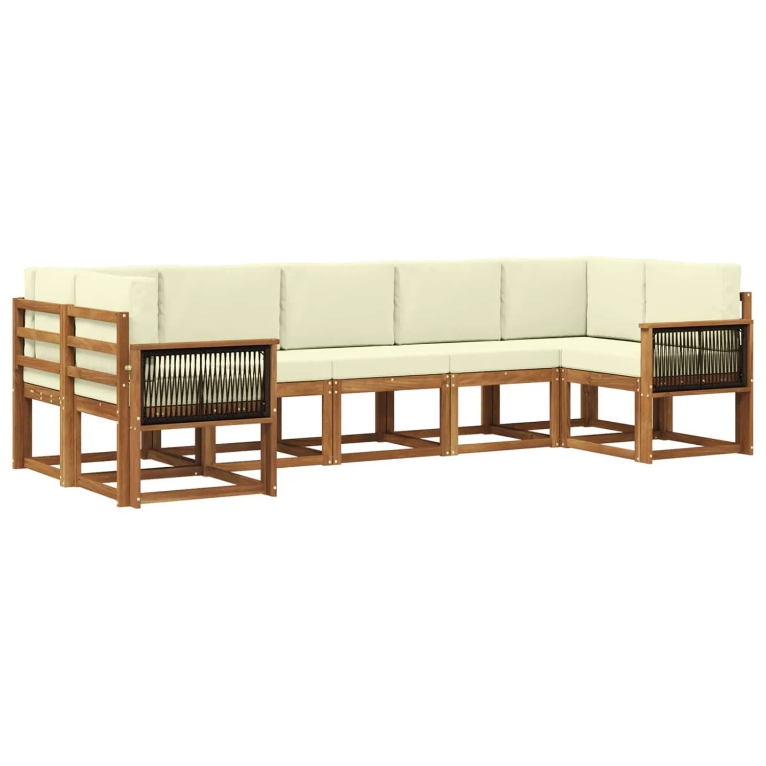 vidaXL Outdoor-Sofagarnitur 7 Stk Natur und Creme Massivholz Akazie 3385511
