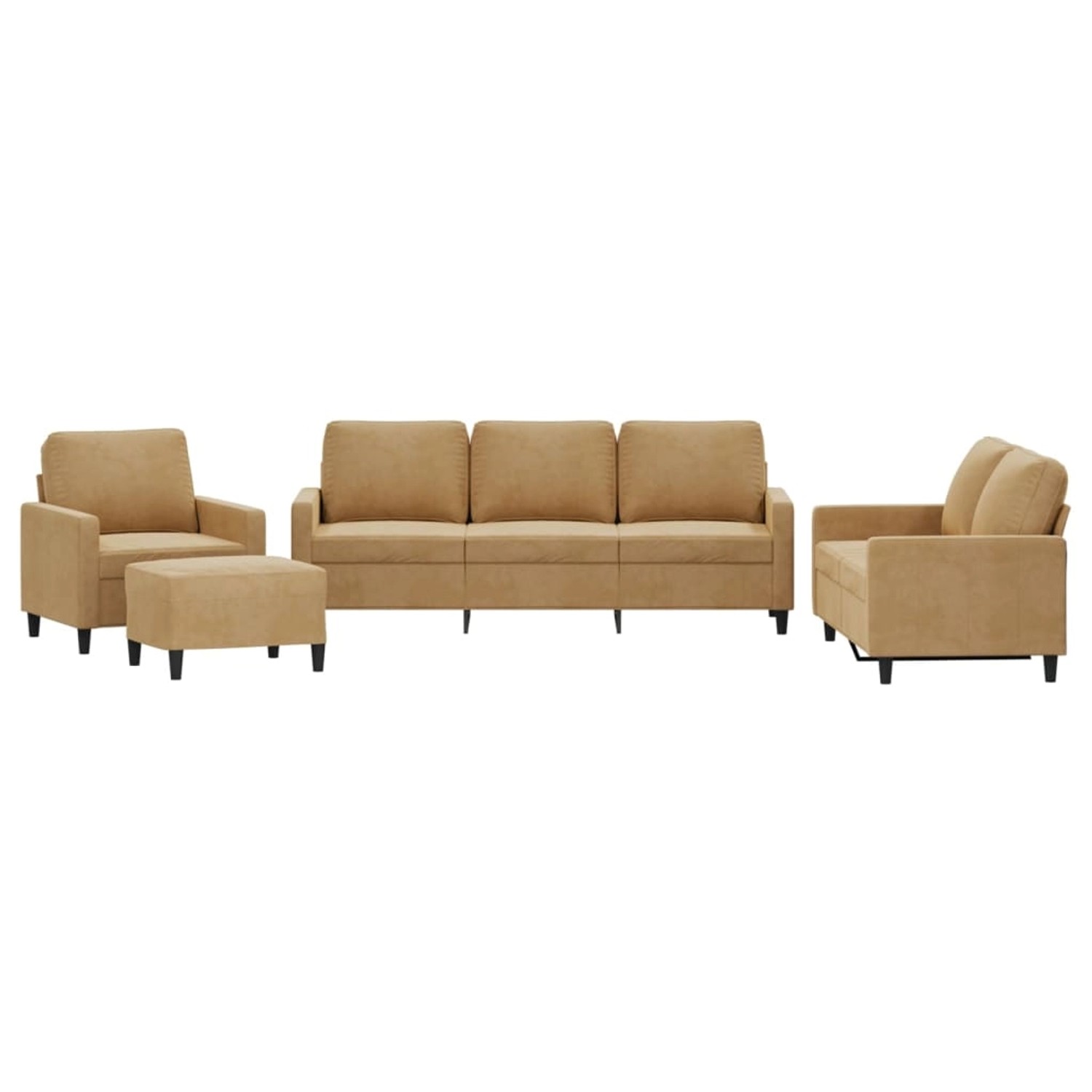 vidaXL 4-Tlg Sofagarnitur mit Kissen Braun Samt 3201493 günstig online kaufen