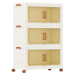 Costway Aufbewahrungsbox mit Deckel 70 L x 3 Stapelboxen Transparent