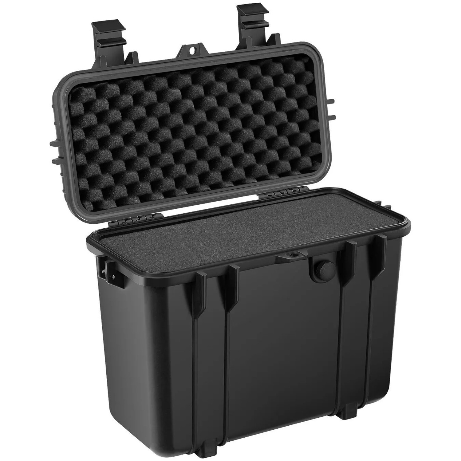 Tectake Kamerakoffer Al Aus Robuster Hartschale Mit 4 Dicken Schaumstoffeinlagen Schnappverschluss  41 x 22 x 34 cm Schwarz
