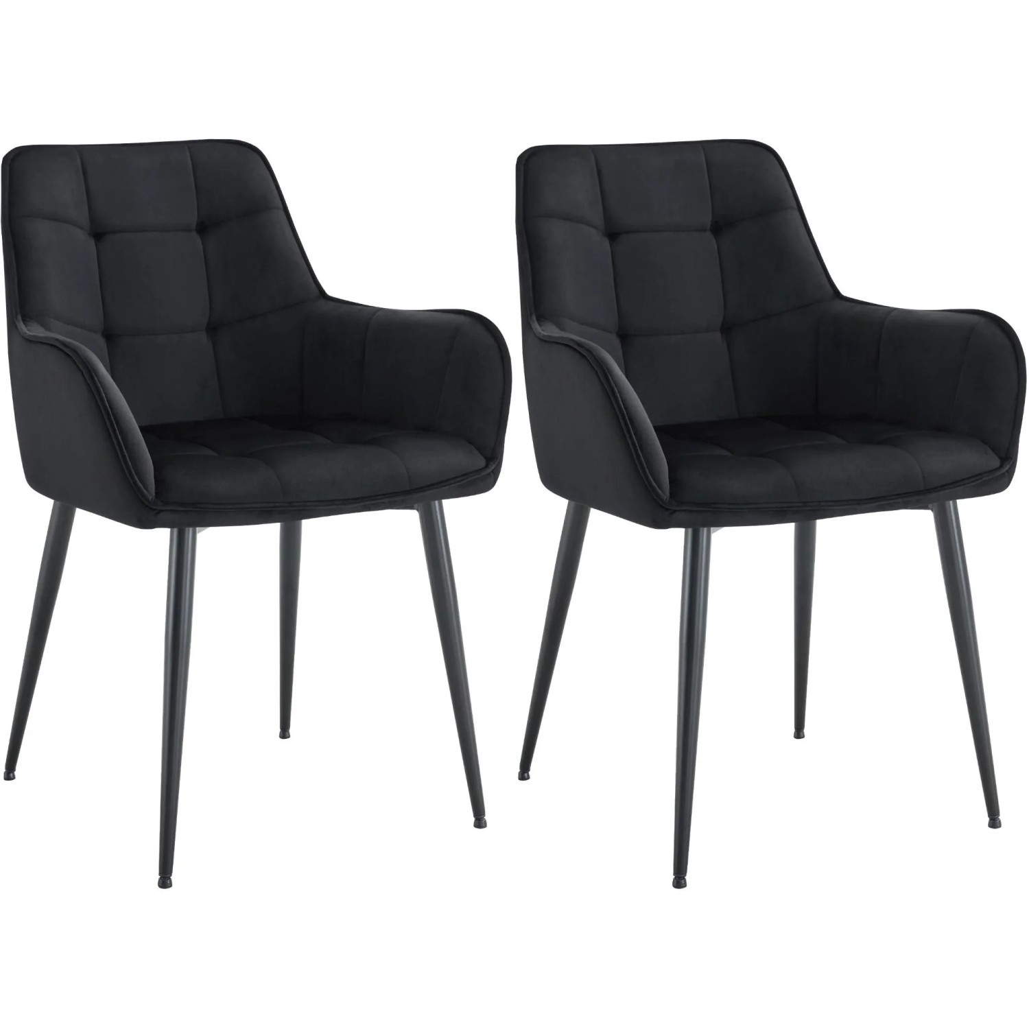 DELUKE 2er Set Esszimmerstuhl BOKEL Samt Schwarz 58x62x86cm Essstühle Esszimmerstühle Küchenstühle Wohnzimmerstühle