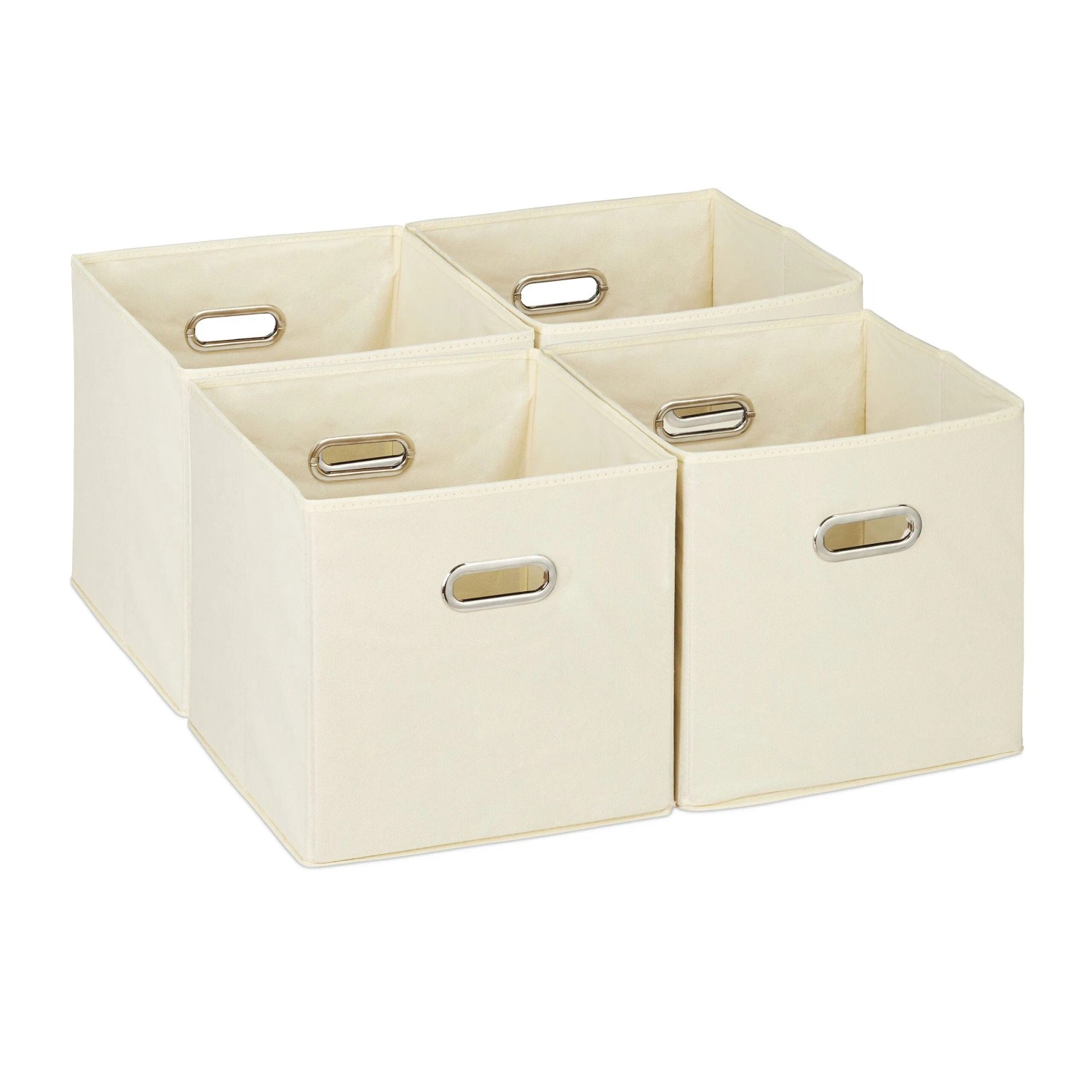 Relaxdays Aufbewahrungsbox 4er Set Polyester Beige Faltbar 30 cm x 30 cm x 30 cm