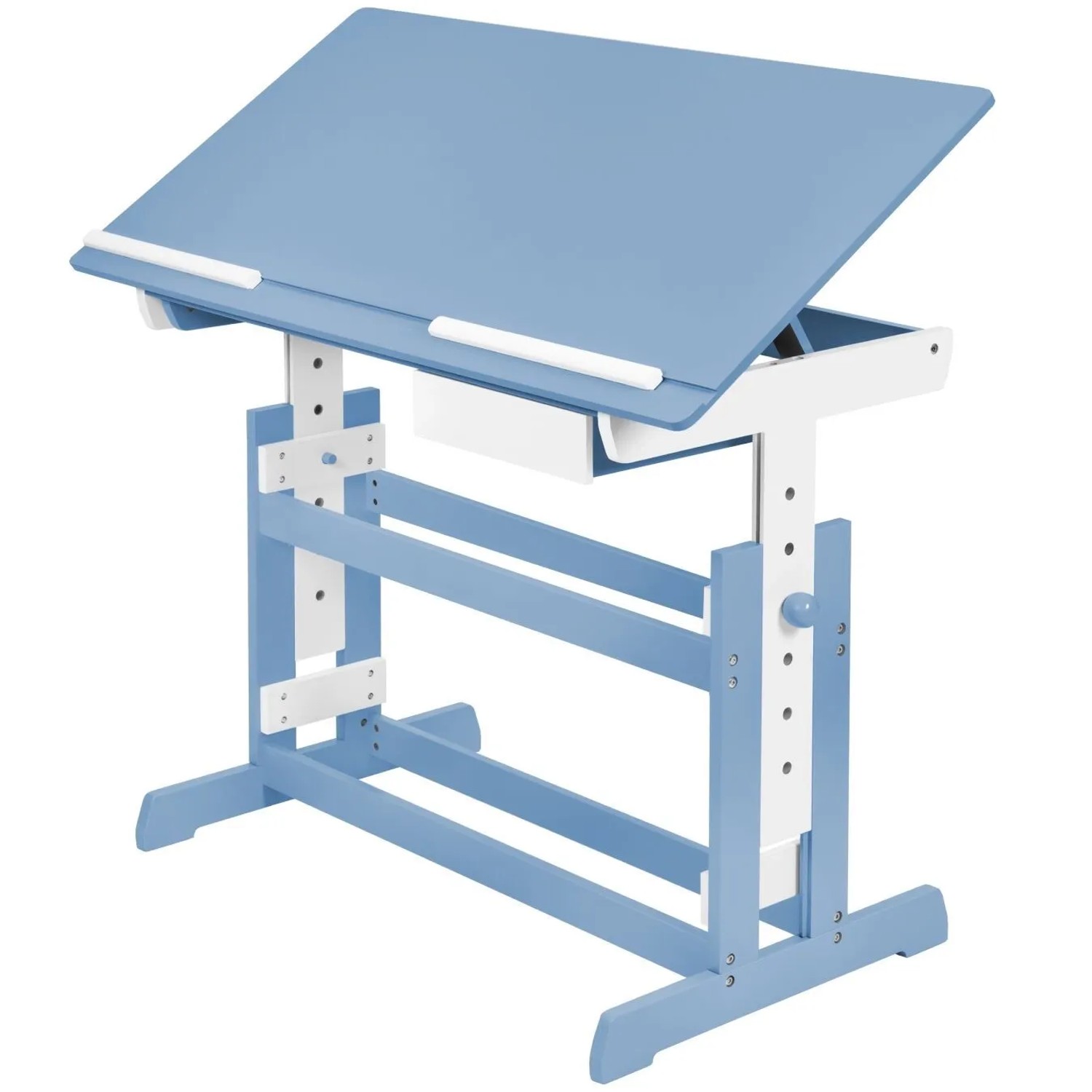 Tectake Schreibtisch  Aus Holz Tischplatte Neigbar und 7 Fach Höhenverstellbar  63 Bis 94 cm  109 x 55 x 94 cm Blau