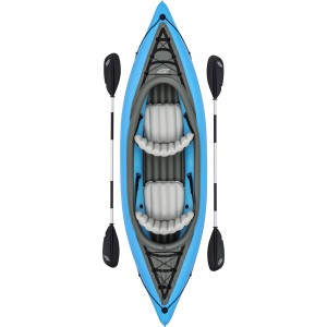 Bestway Hydro-Force Cove Champion Kajak-Set, blau/grau, mit Paddeln und Sitzen für 2 Personen.