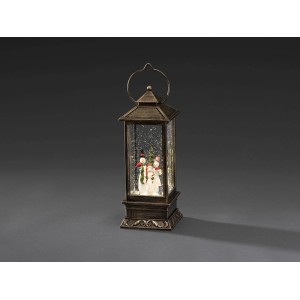 Konstsmide LED Schneelaterne mit Schneemännern, warmweiß, für die Weihnachtsdeko im Innenbereich.