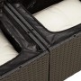 Detailaufnahme: Schwarze vidaXL Garten-Sofagarnitur aus Rattan mit wasserdichtem Stauraum für Kissen.