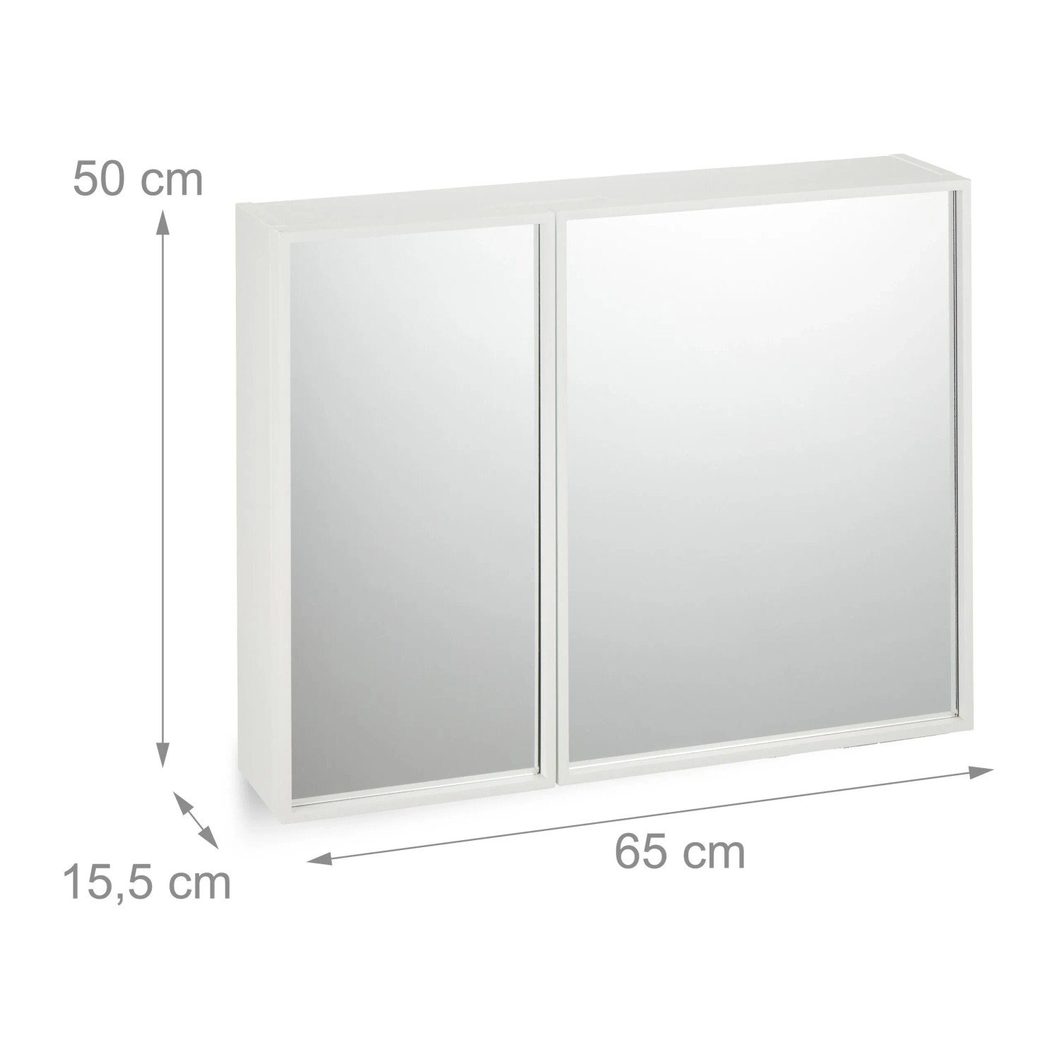 Relaxdays Spiegelschrank 2-türig MDF Glas Weiß Höhenverstellbar 50 cm x 65 cm x 15,5 cm 10,9 kg_4