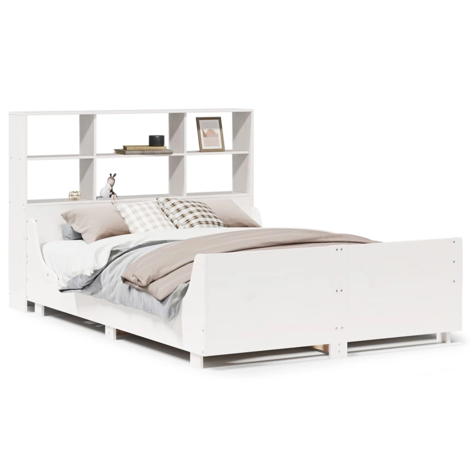 vidaXL Massivholzbett mit Regal ohne Matratze Weiß 120x200 cm 3323810 günstig online kaufen