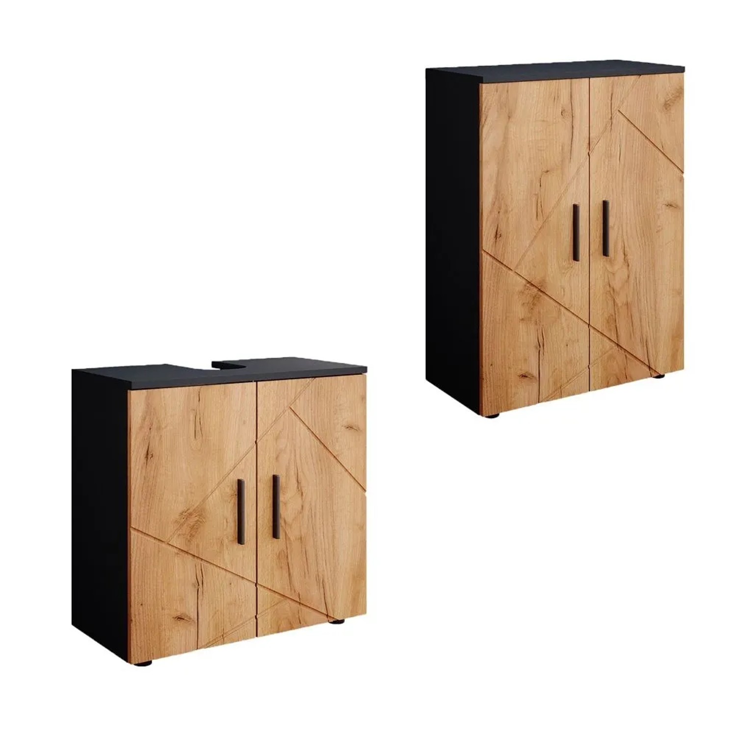 Vicco Badmöbel-Set Irma Goldkraft Eiche/Anthrazit 60 x 59 2-teilig