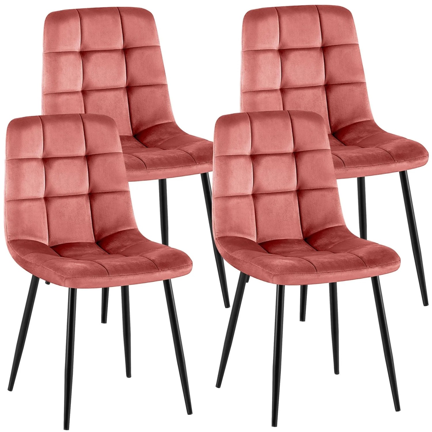 CLP 4er Set Esszimmerstühle Antibes Samt Rosa