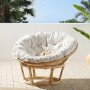 Beliani Gartenstuhl, naturfarben beige, 110x110x77 cm. Rattan Stuhl mit weichem Sitzkissen für Garten und Terrasse.