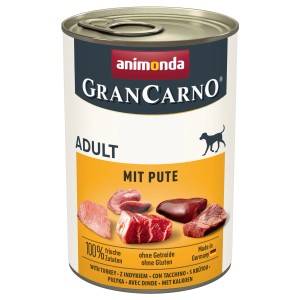 Gran Carno Adult Hunde-Nassfutter mit Pute, 400g Dose.