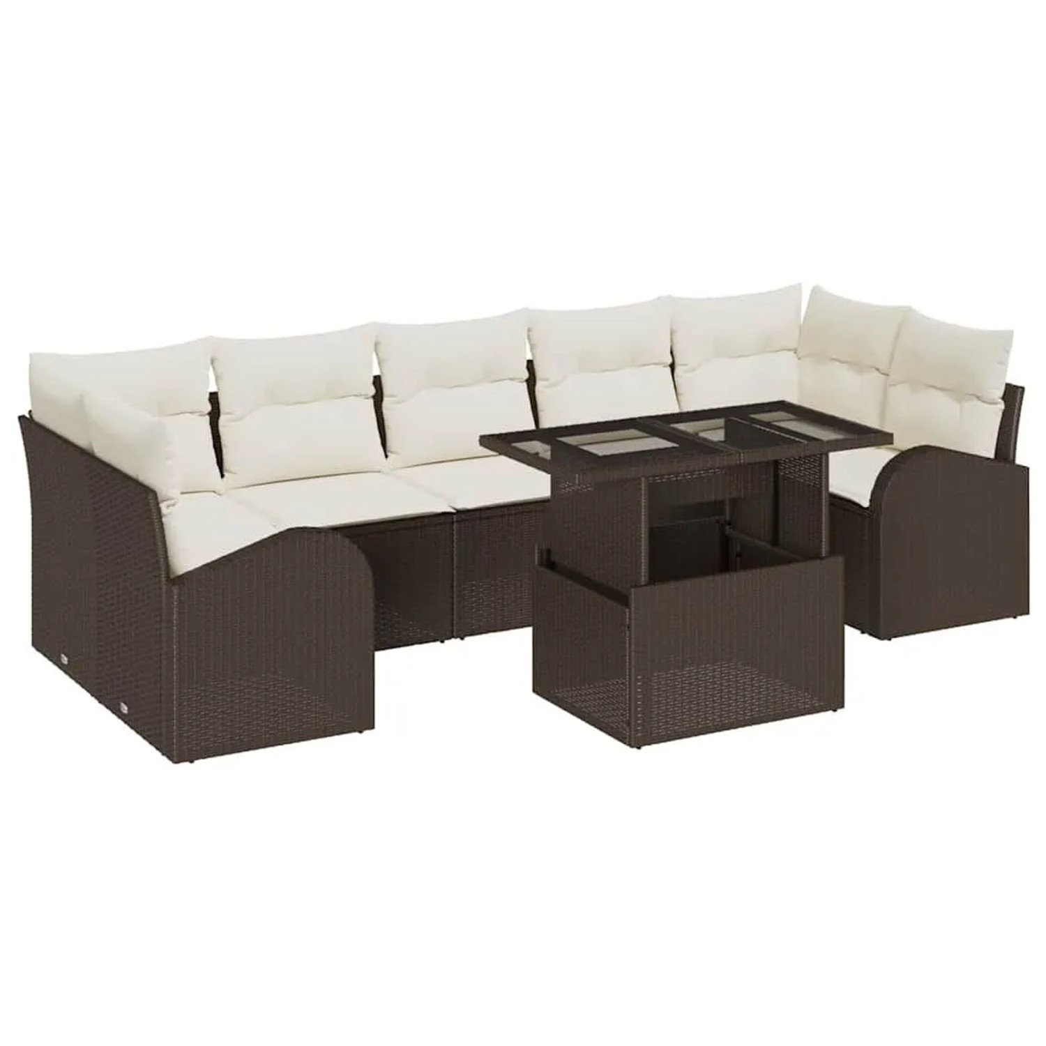 vidaXL Gartensofa-set mit Kissen mit Speicher 8-Tlg Braun Poly-Rattan 33573 günstig online kaufen