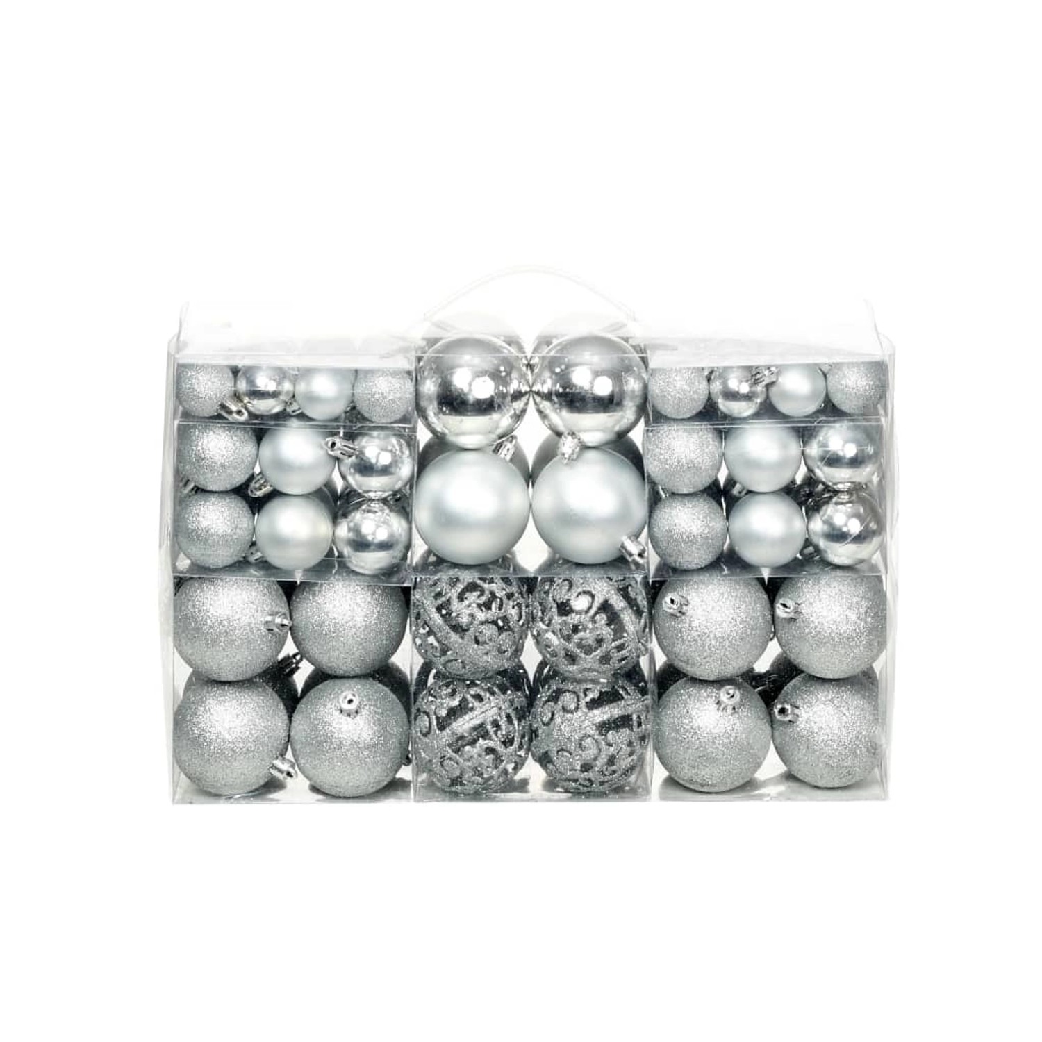 furnicato 100-tlg. Weihnachtskugel-Set 3/4/6 cm Silbern
