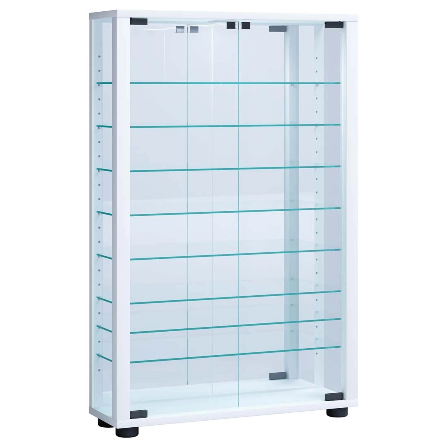 ebuy24 VitrosaMaxi Vitrinenschrank Wandhängend mit Spiegel 2 Glastüren Weiß günstig online kaufen