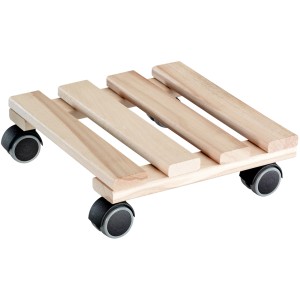 Wagner Kübelroller aus Buchenholz, 25x25 cm, mit 4 Rollen für den einfachen Transport von Pflanzenkübeln.