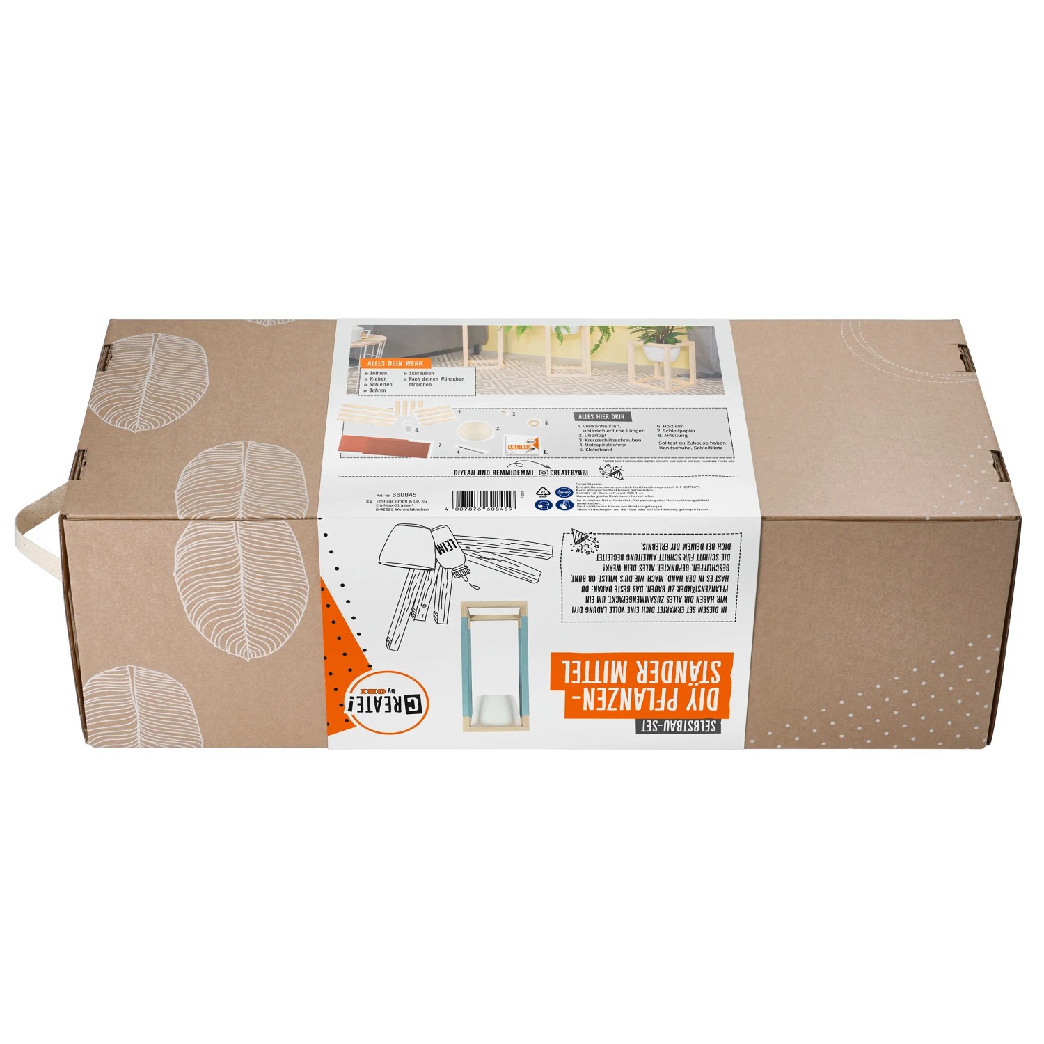 CREATE! by OBI DIY Pflanzständer Mittel, Bausatz in Kartonverpackung mit Werkzeug und Anleitung.