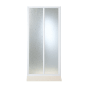 Forte Nischendusche Maestro, 90-100 cm, mit Schiebetür und weißem Rahmen.