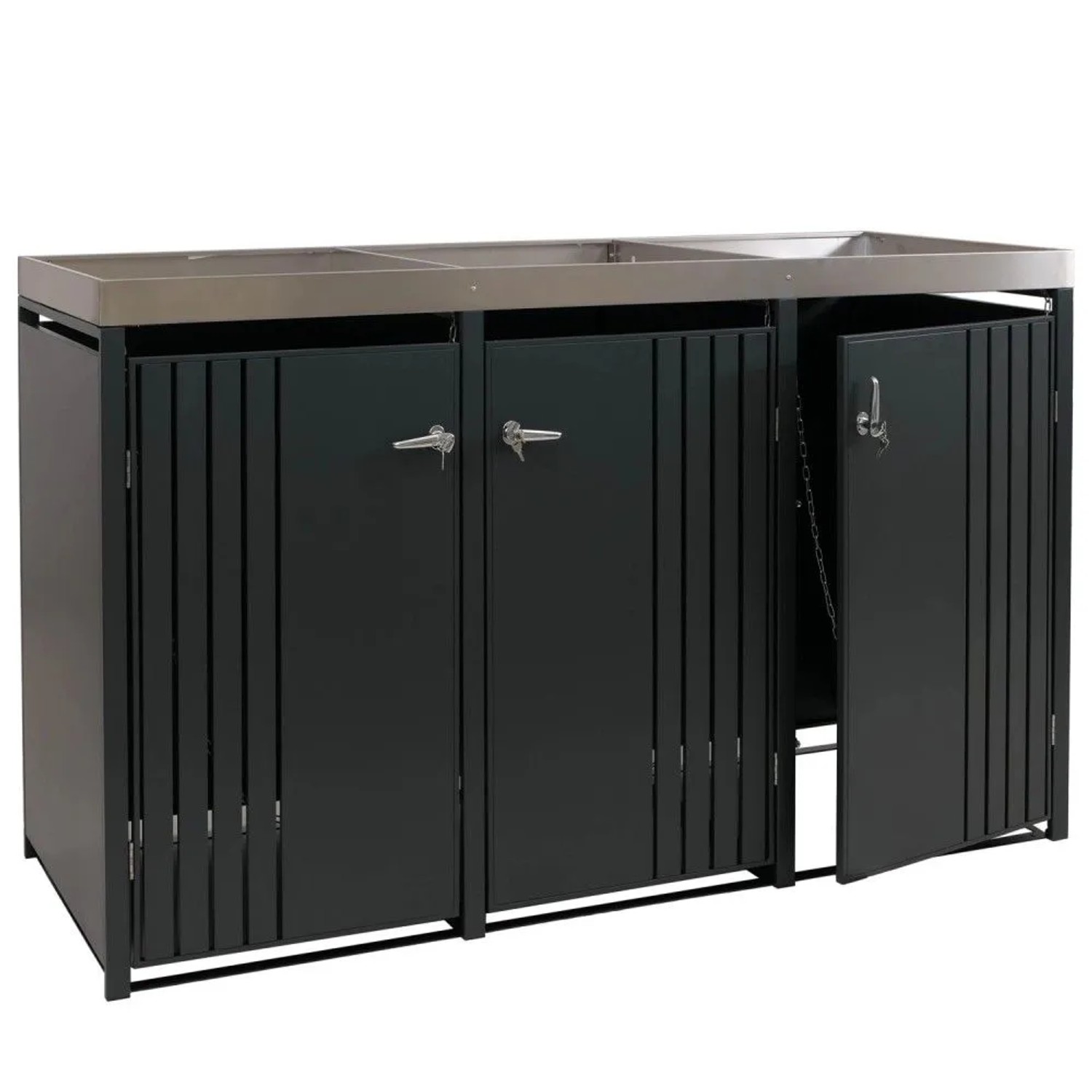 MCW 3er-Mülltonnenverkleidung O67 Anthrazit 125x196x84cm