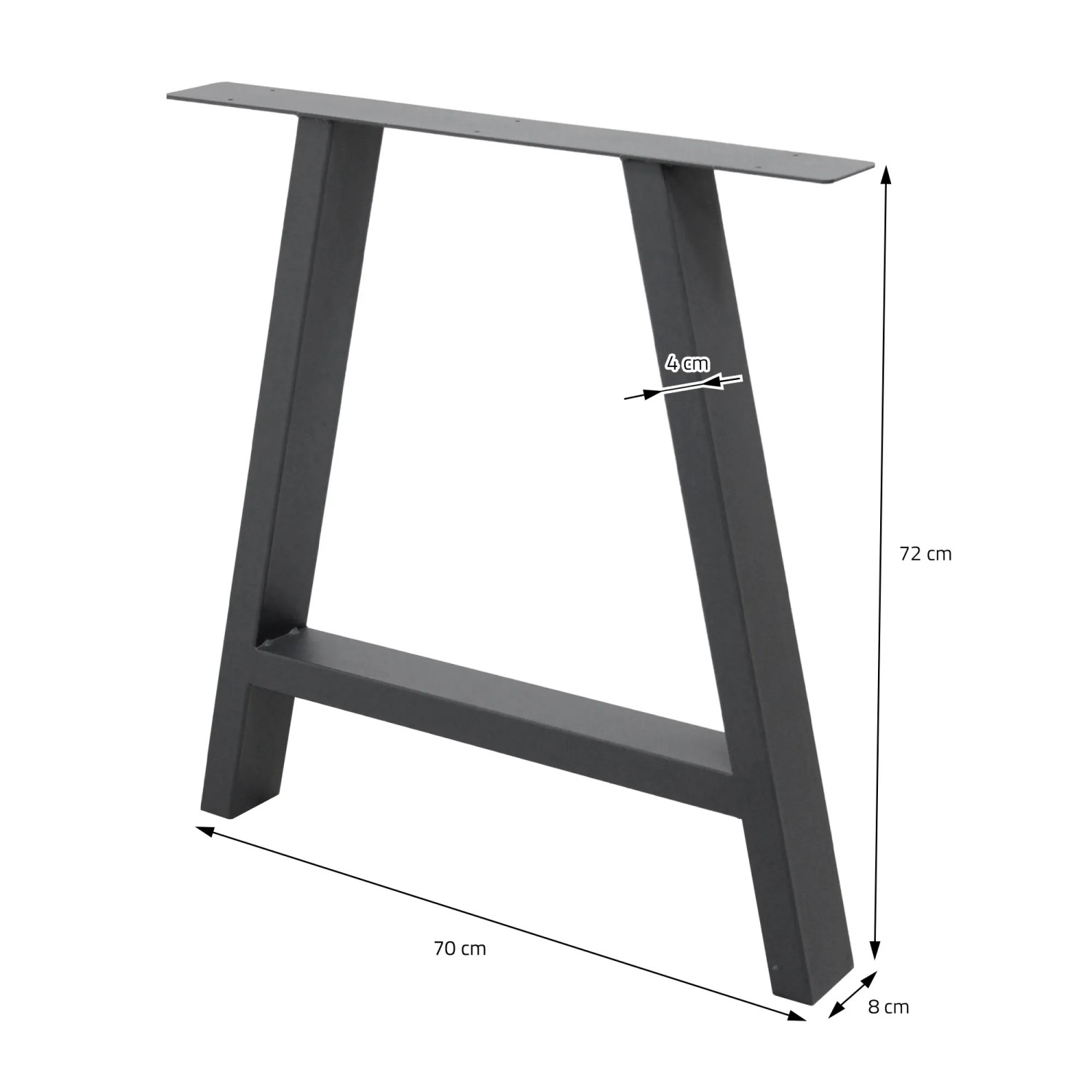 2 anthrazitfarbene Tischbeine im A-Design (70x72 cm) für Esstische.