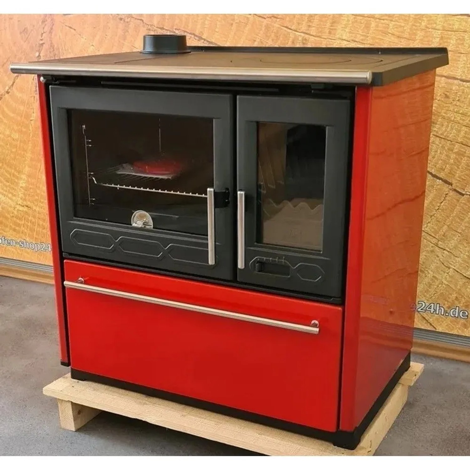 Plamen Küchenofen Holzherd 850 Glas Rot Linke Version und 8 kW_4