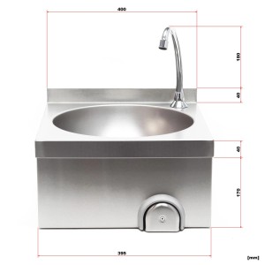 Xpotool Edelstahl Handwaschbecken mit rundem Becken, Kniebedienung und Armatur. Ideal für Gastro, Wandmontage.