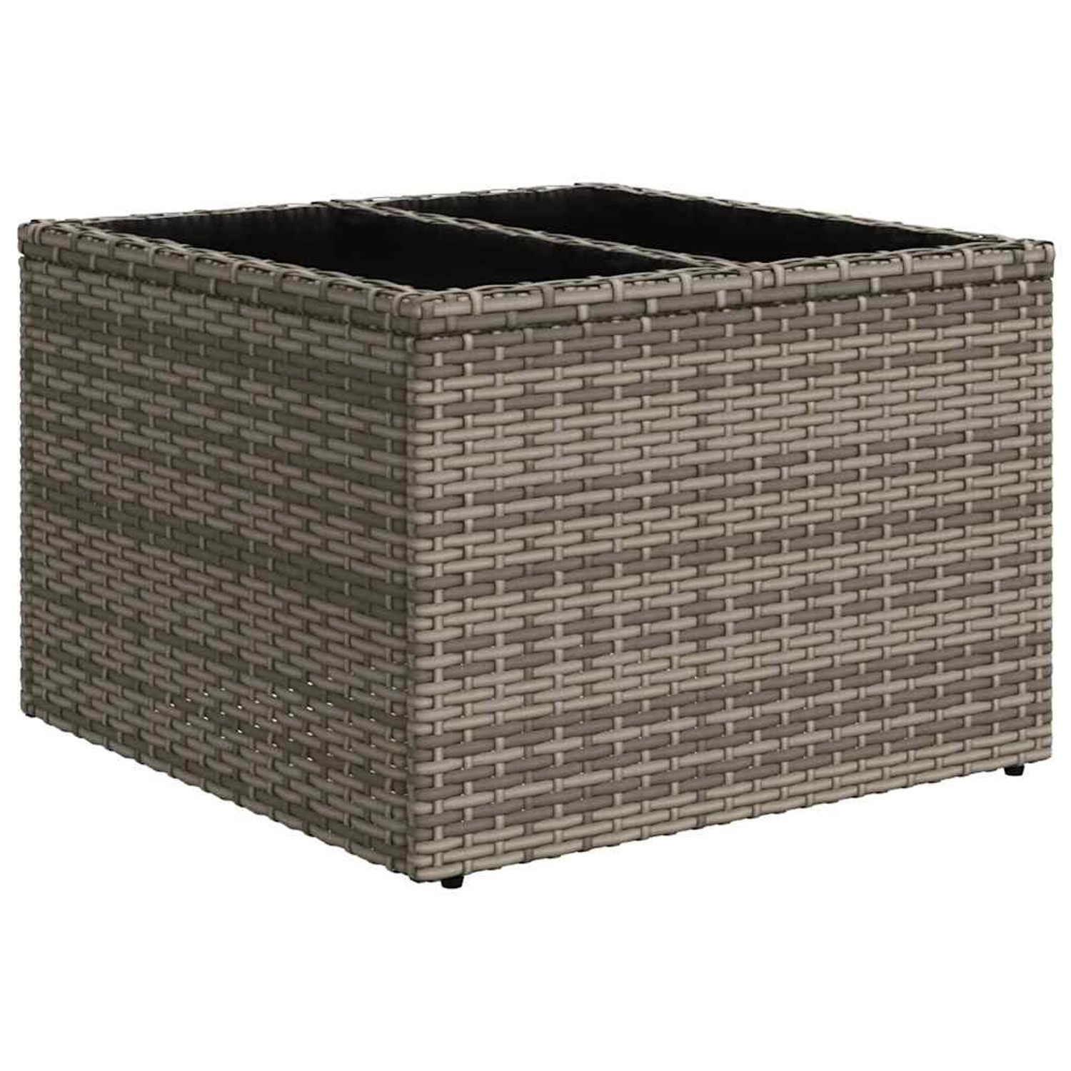 Graues vidaXL Gartenmöbel-Set aus Polyrattan, 10-teilig, bestehend aus Sofa, Sesseln und Tisch.