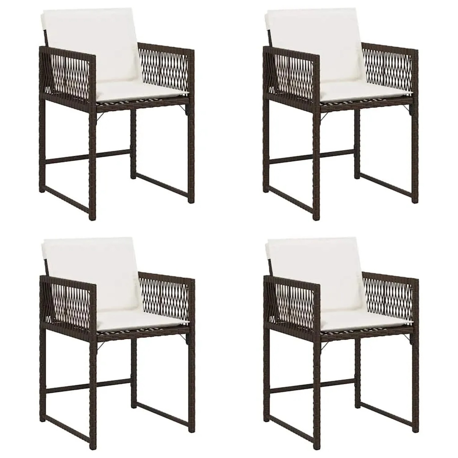 Furnicato Gartenstuhl Pe Rattan Braun 50 5 X 54 X 79 Cm Mit Kissen Cremeweiß