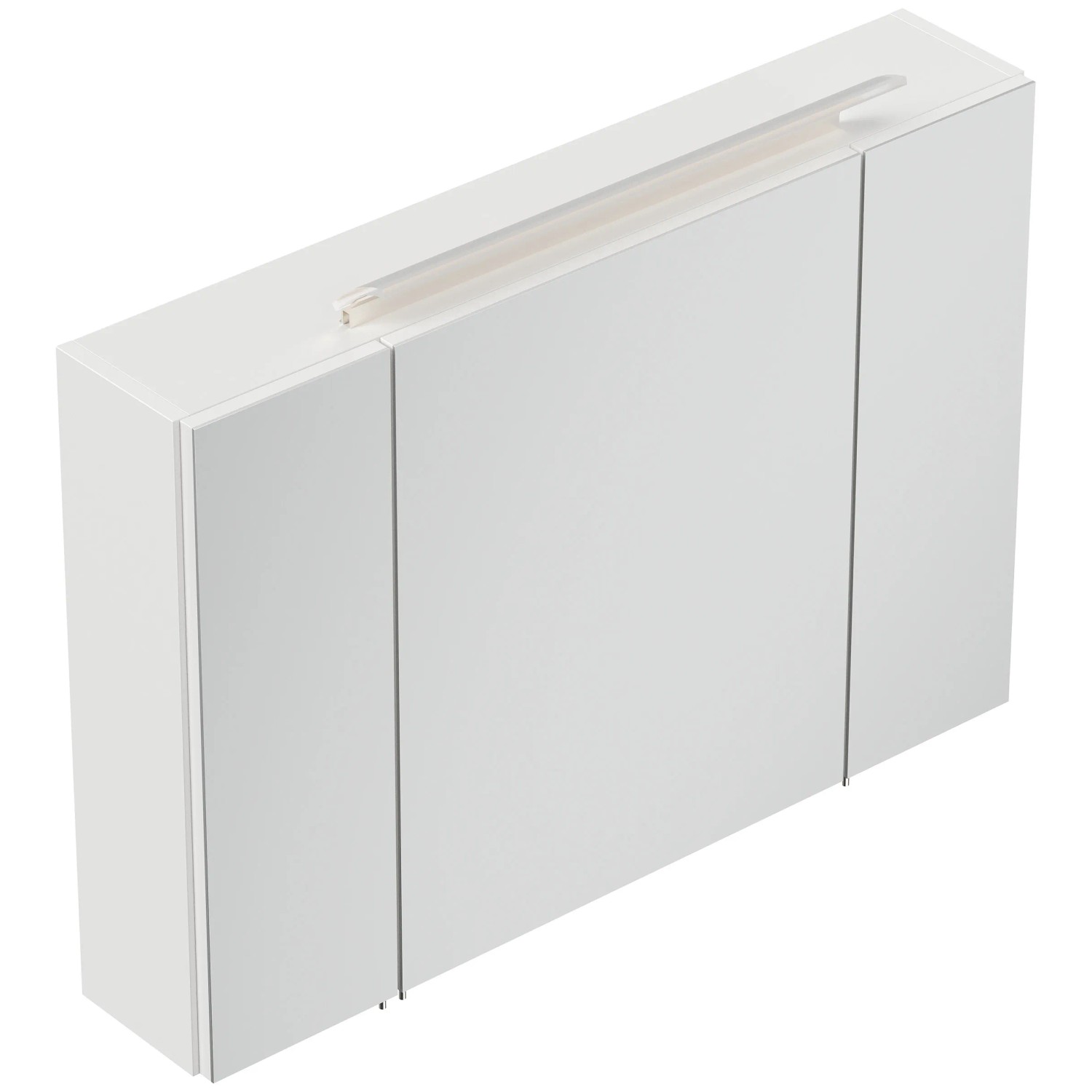Posseik Spiegelschrank 90cm, weiß hochglanz mit LED-Lampe und Glasböden.